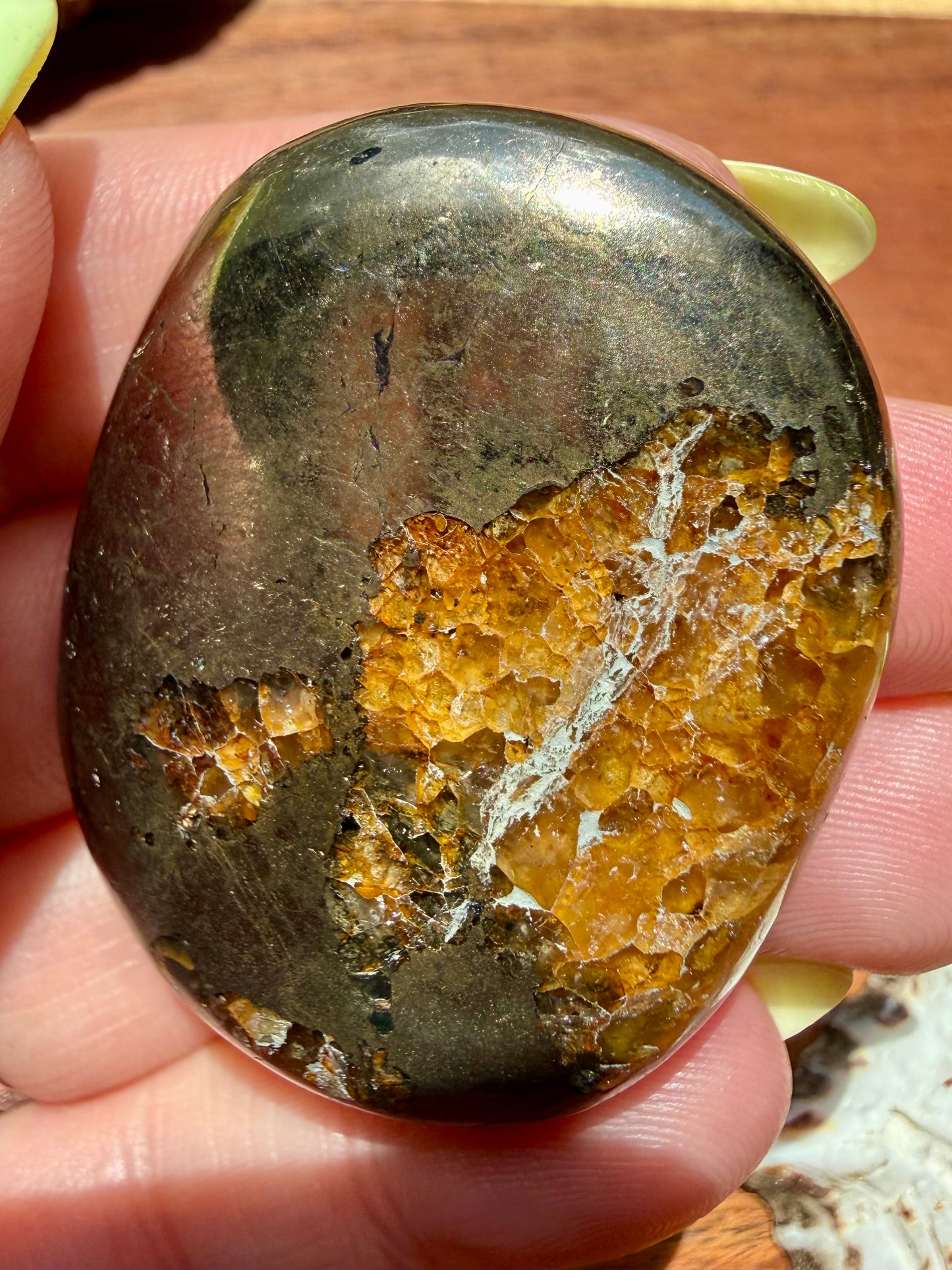 PYRITE + GOLDEN HEALER PALM STONE