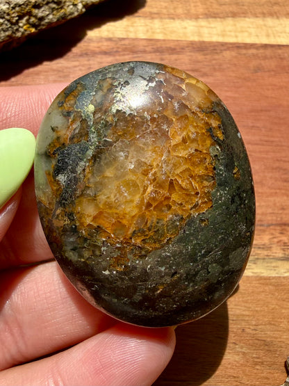 PYRITE + GOLDEN HEALER PALM STONE