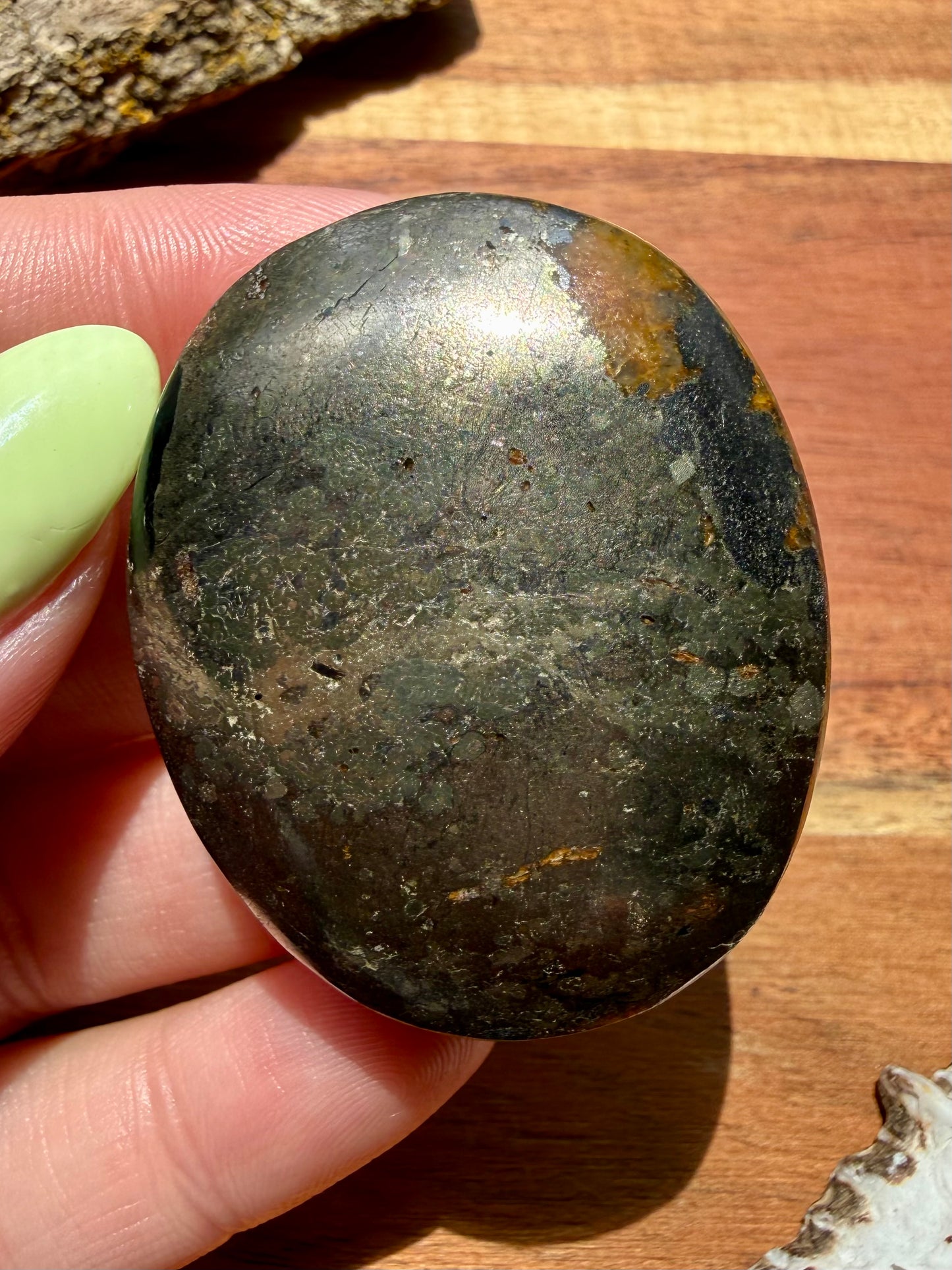 PYRITE + GOLDEN HEALER PALM STONE