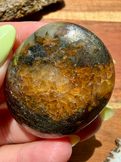 PYRITE + GOLDEN HEALER PALM STONE