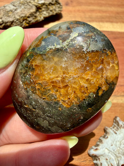 PYRITE + GOLDEN HEALER PALM STONE
