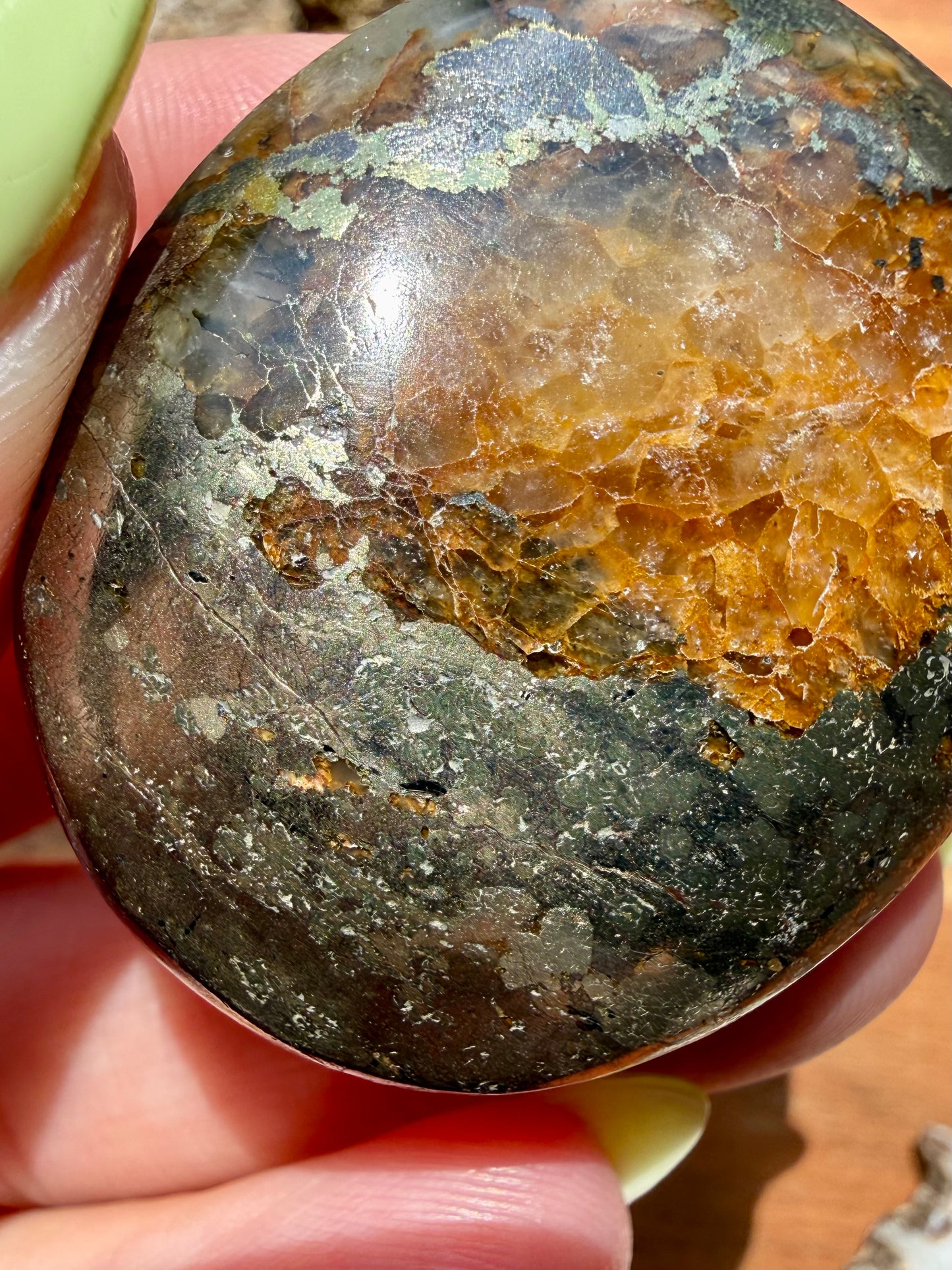 PYRITE + GOLDEN HEALER PALM STONE