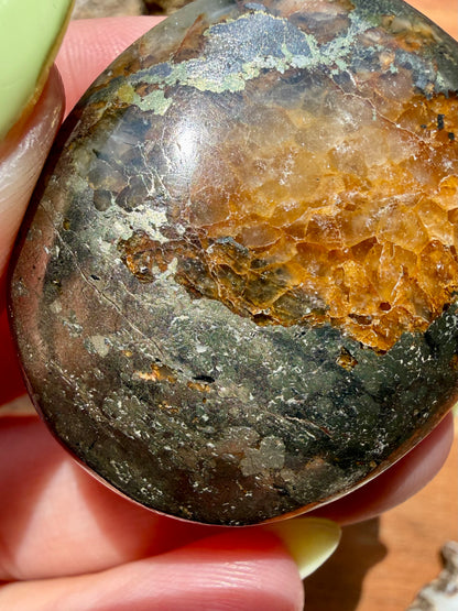 PYRITE + GOLDEN HEALER PALM STONE