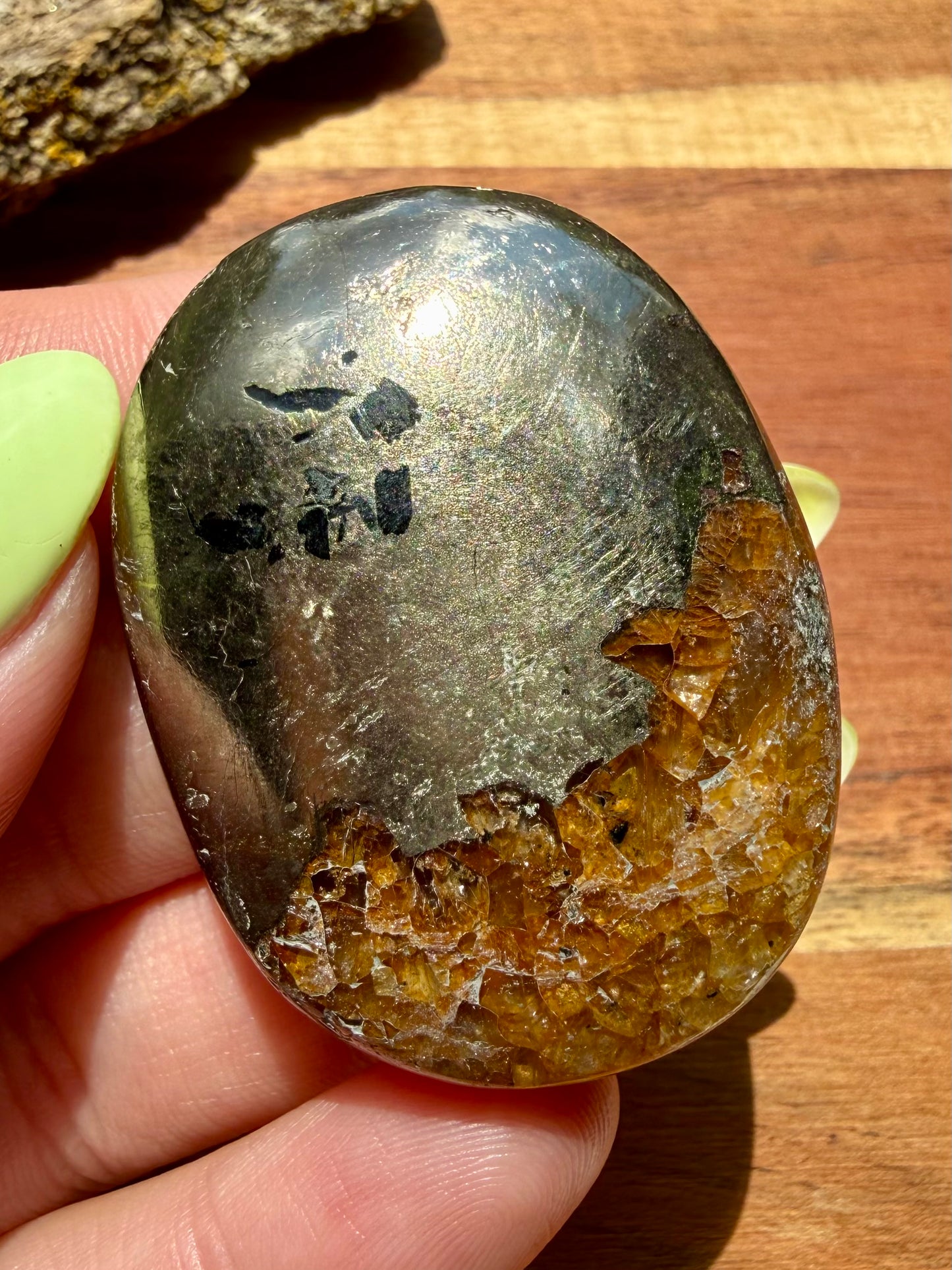 PYRITE + GOLDEN HEALER PALM STONE