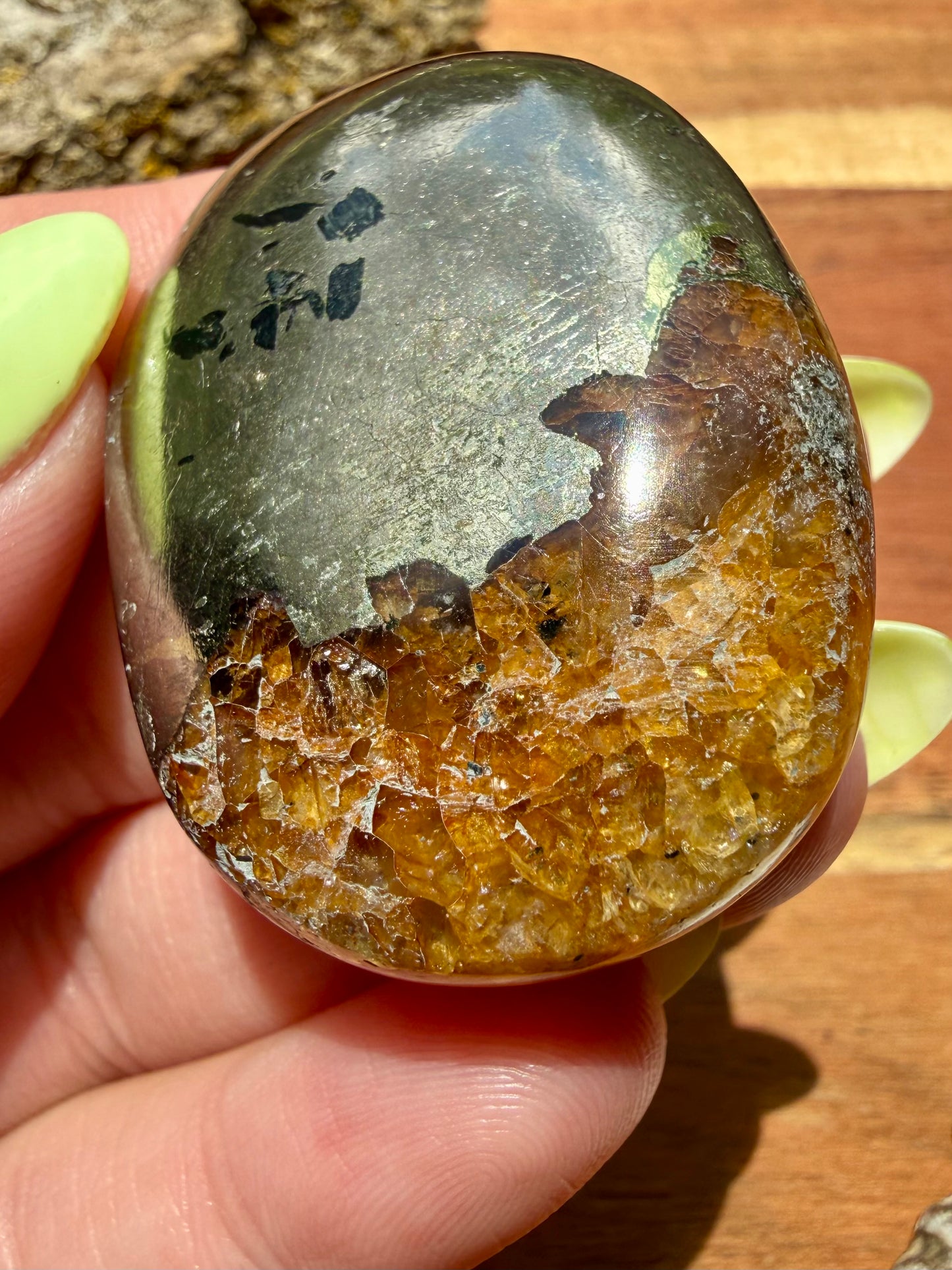 PYRITE + GOLDEN HEALER PALM STONE
