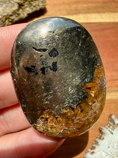 PYRITE + GOLDEN HEALER PALM STONE