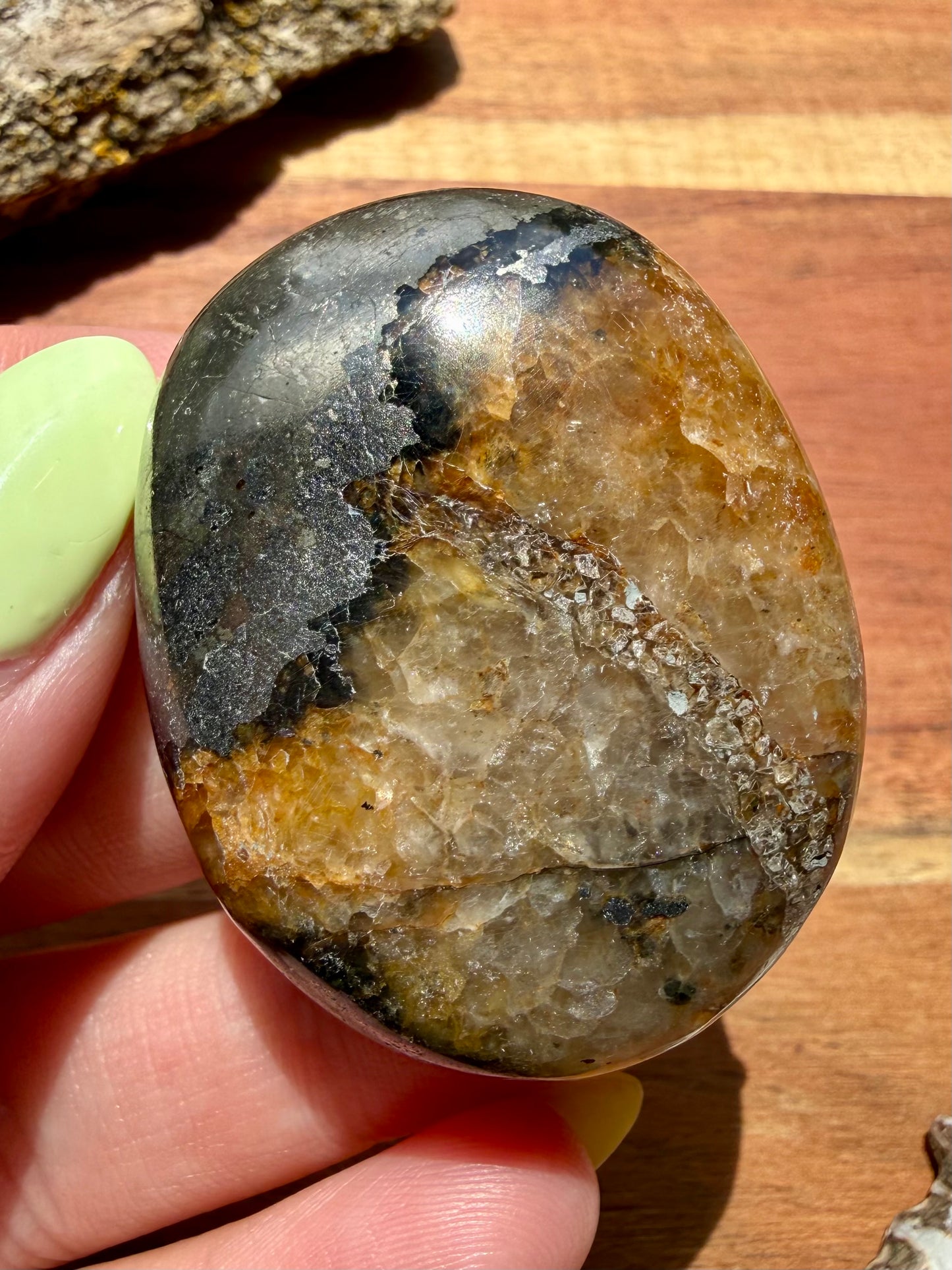 PYRITE + GOLDEN HEALER PALM STONE