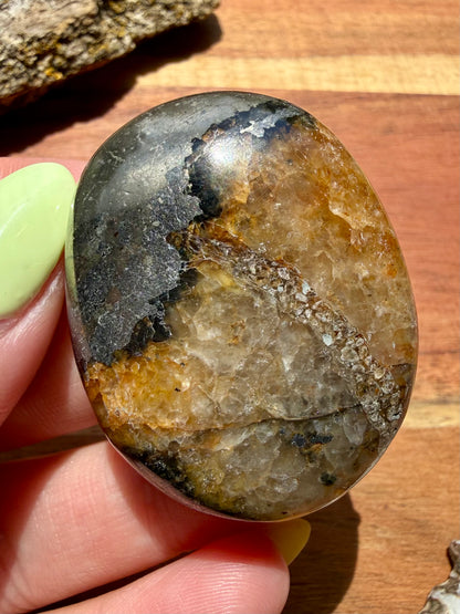 PYRITE + GOLDEN HEALER PALM STONE