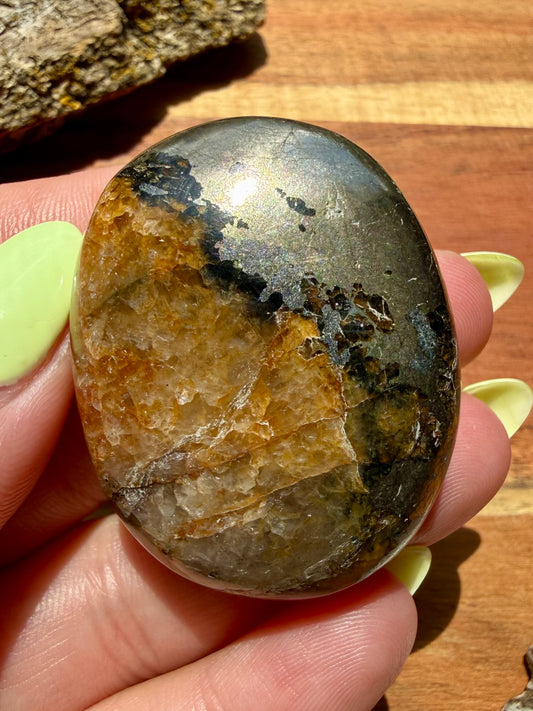 PYRITE + GOLDEN HEALER PALM STONE