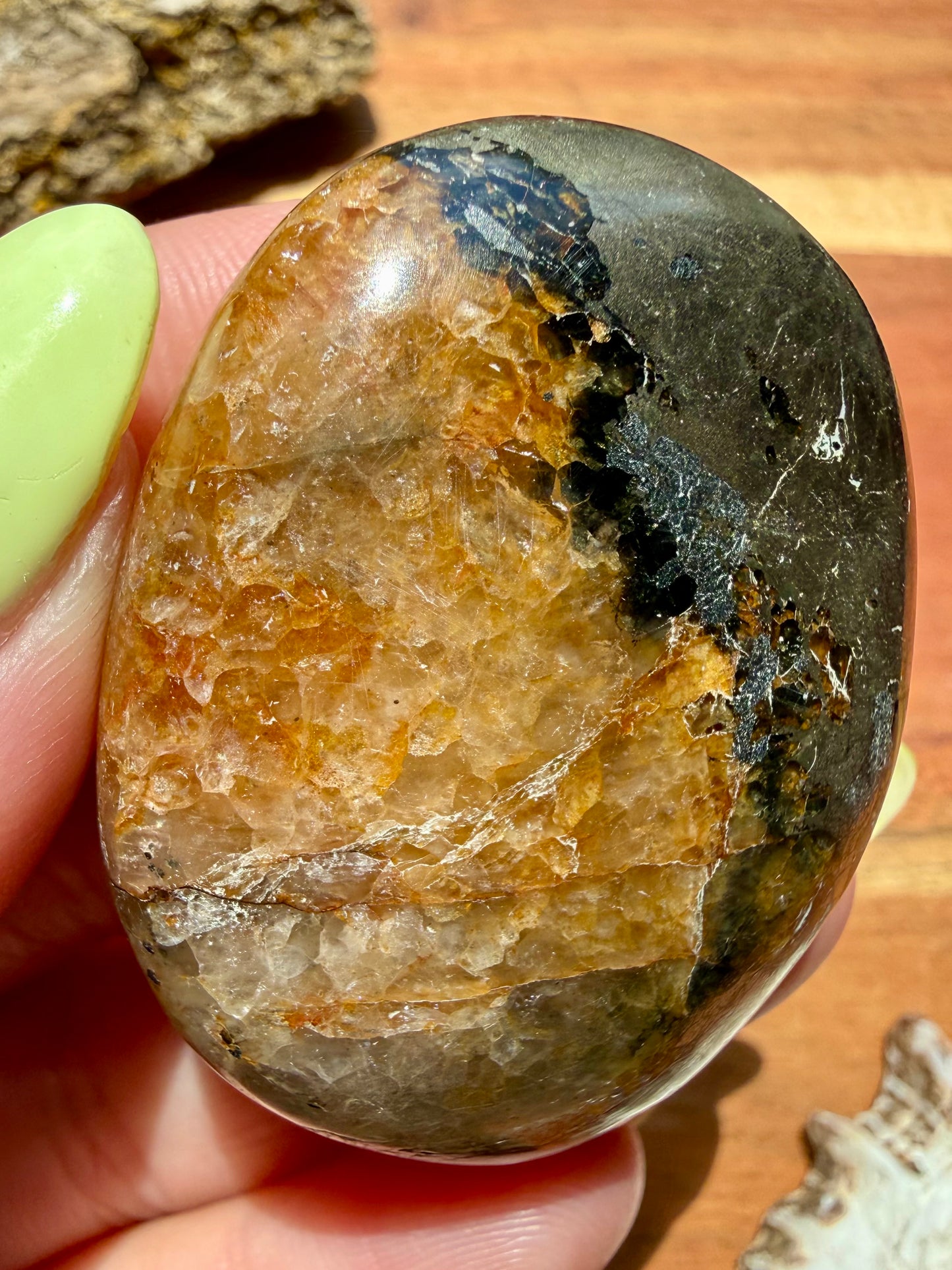 PYRITE + GOLDEN HEALER PALM STONE