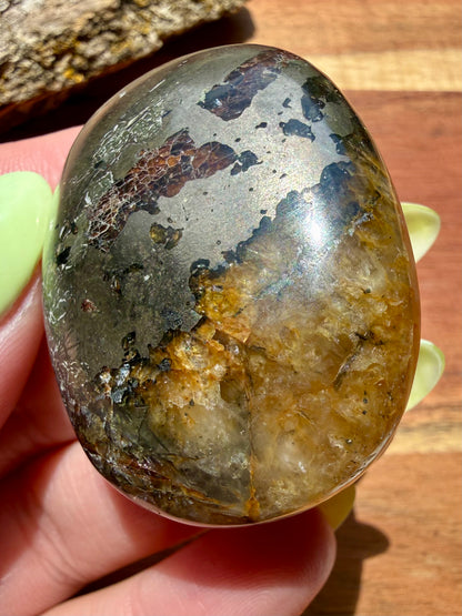 PYRITE + GOLDEN HEALER PALM STONE