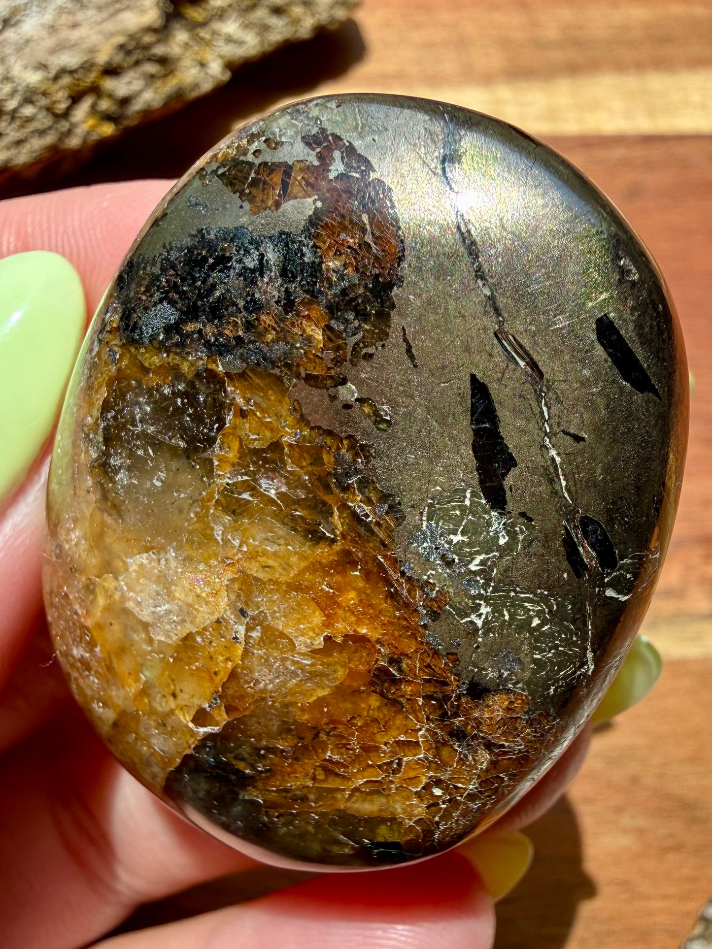 PYRITE + GOLDEN HEALER PALM STONE