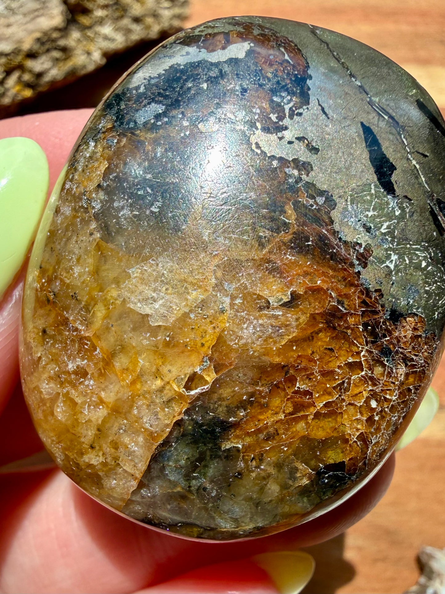 PYRITE + GOLDEN HEALER PALM STONE