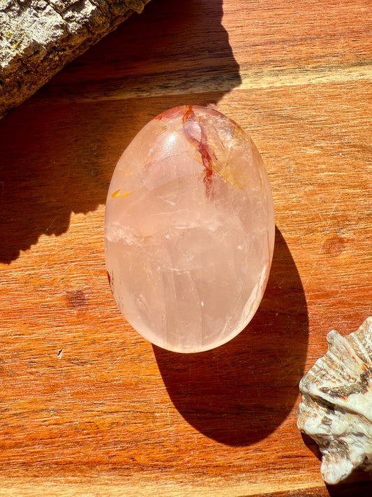 GOLDEN HEALER, ROSE QUARTZ + FIRE QUARTZ PALM STONE