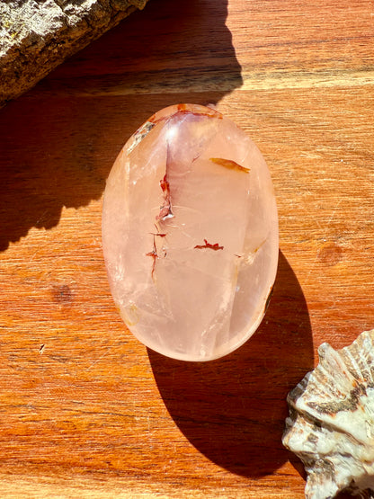 GOLDEN HEALER, ROSE QUARTZ + FIRE QUARTZ PALM STONE