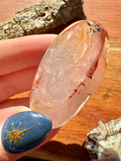 GOLDEN HEALER, ROSE QUARTZ + FIRE QUARTZ PALM STONE