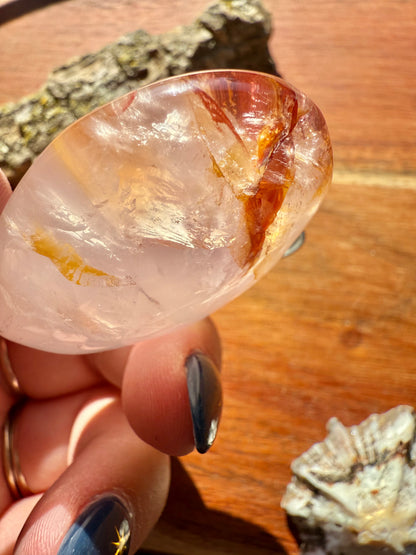 GOLDEN HEALER, ROSE QUARTZ + FIRE QUARTZ PALM STONE