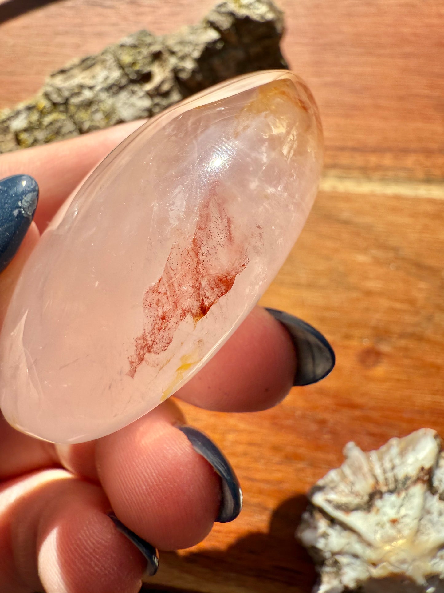GOLDEN HEALER, ROSE QUARTZ + FIRE QUARTZ PALM STONE