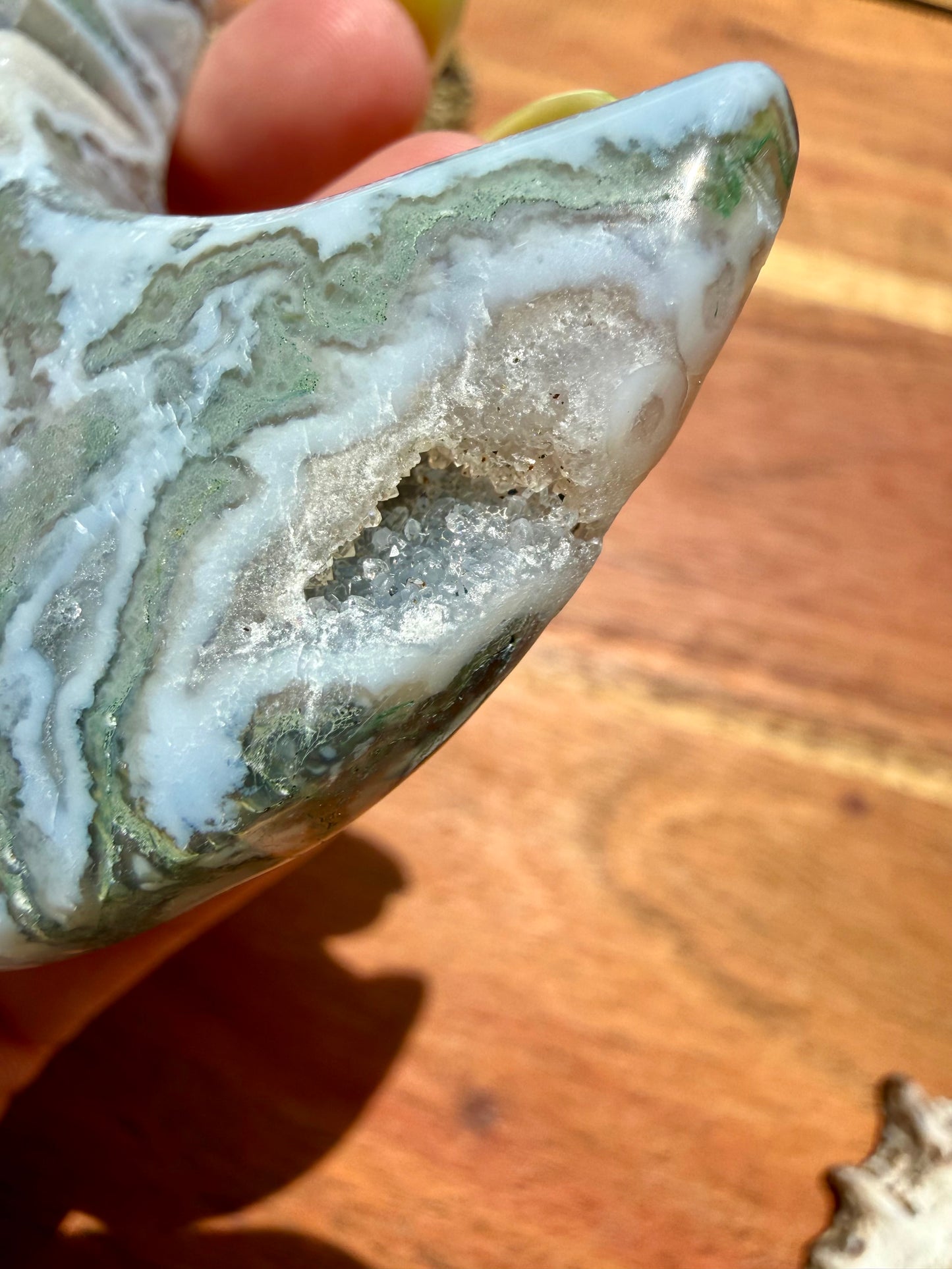 MOSS AGATE MOON WITH STAND