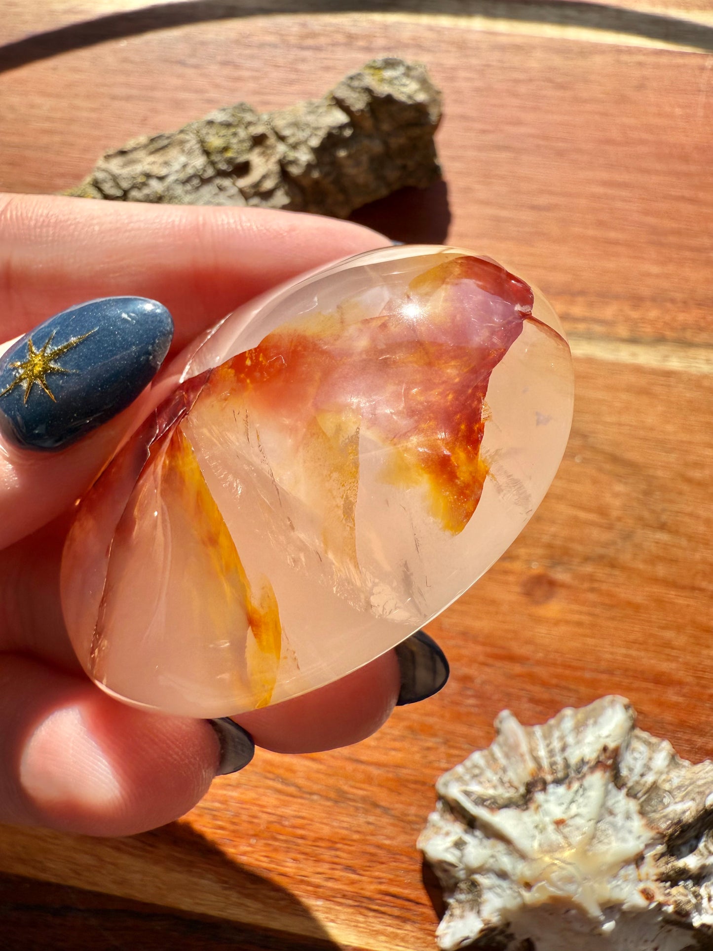 GOLDEN HEALER + FIRE QUARTZ PALM STONE