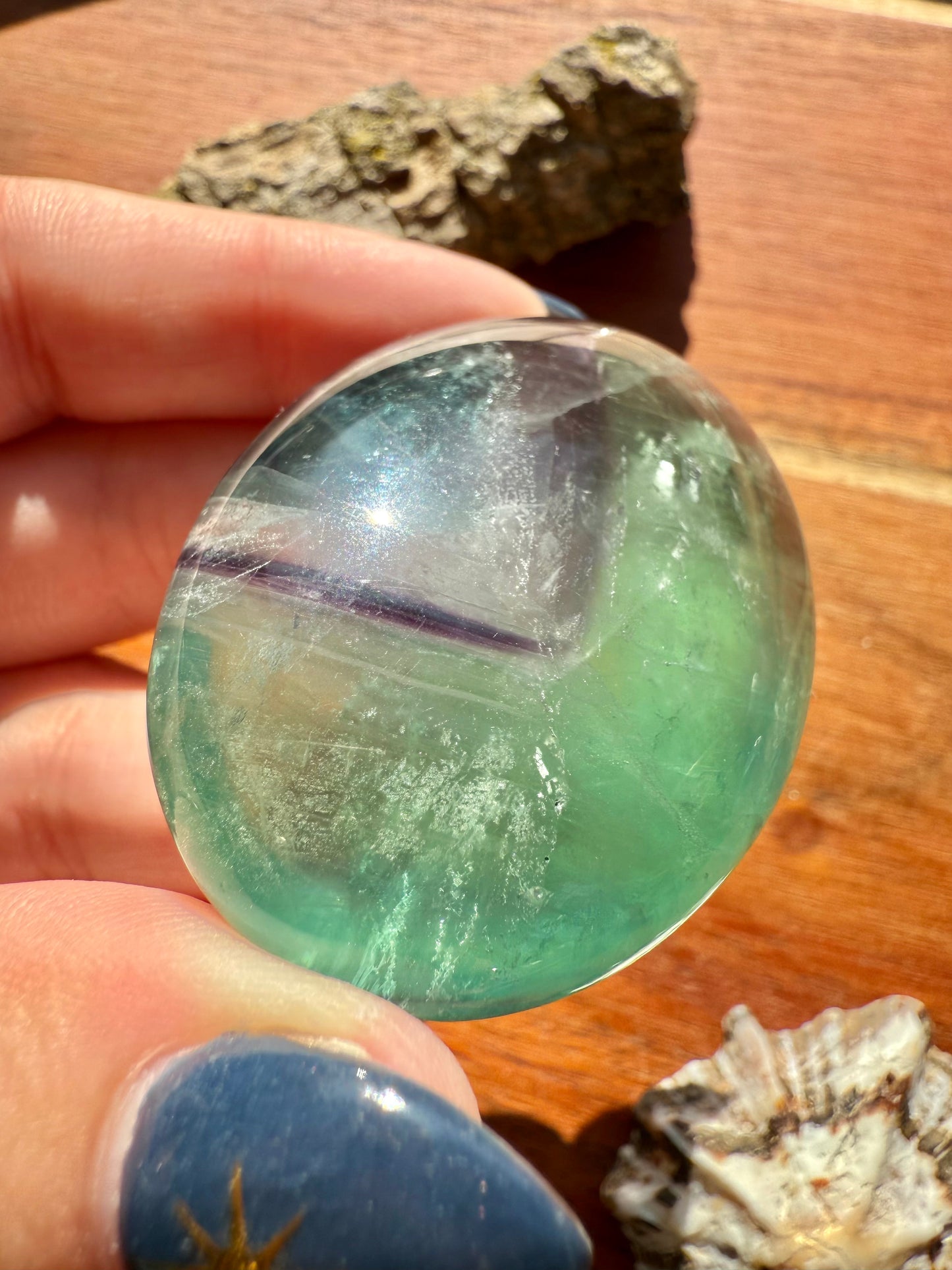 RAINBOW FLUORITE PALM STONE