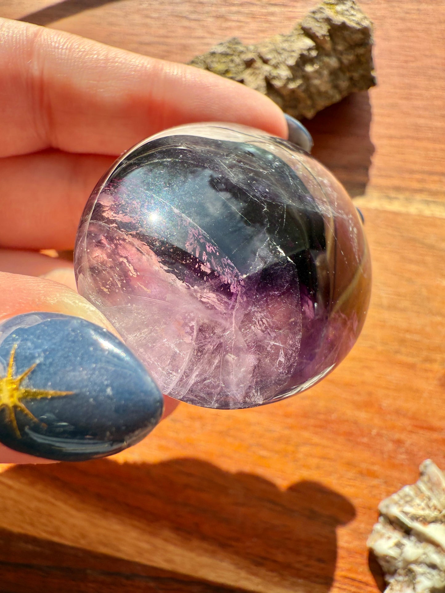 RAINBOW FLUORITE PALM STONE