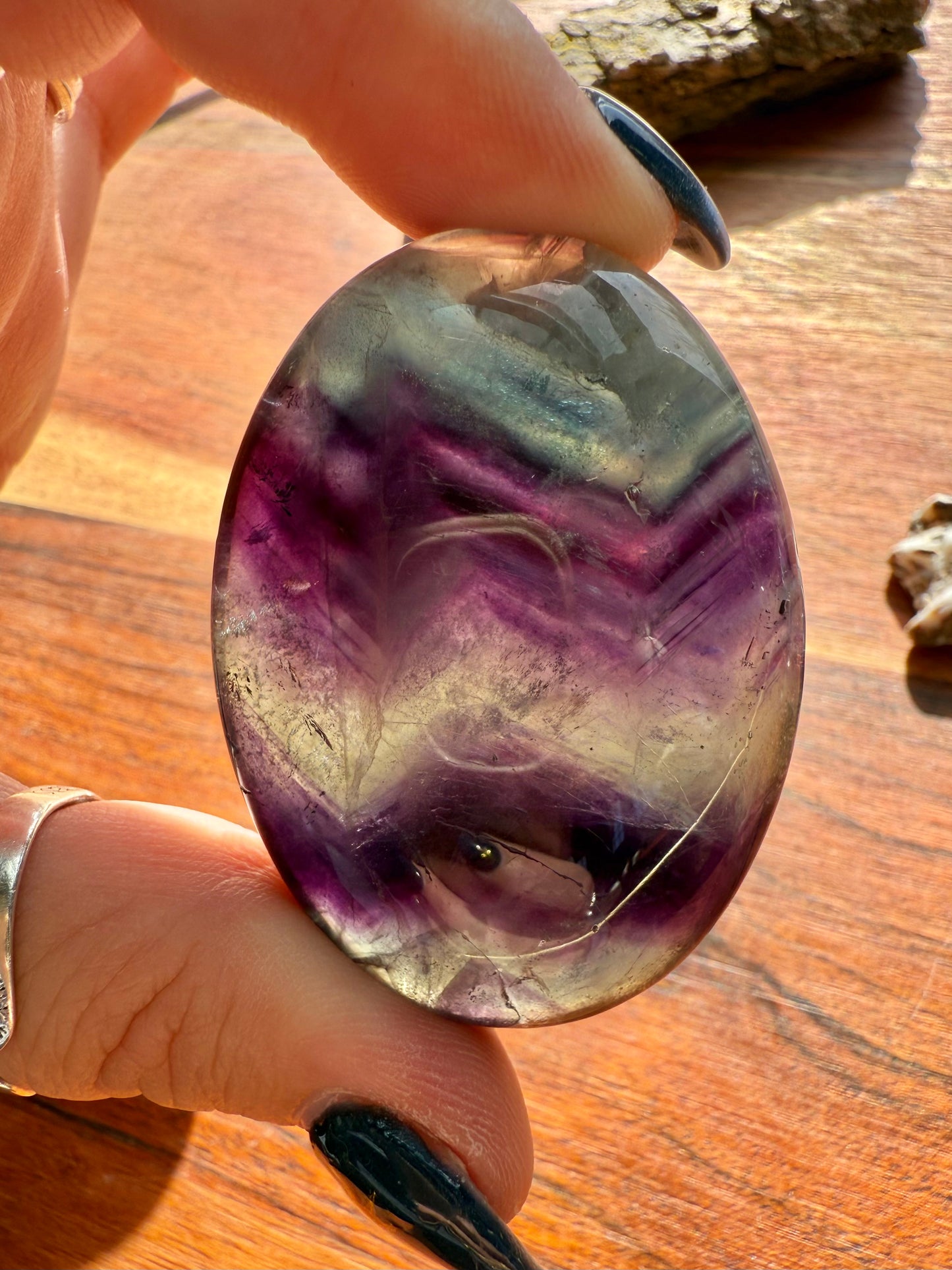 RAINBOW FLUORITE PALM STONE