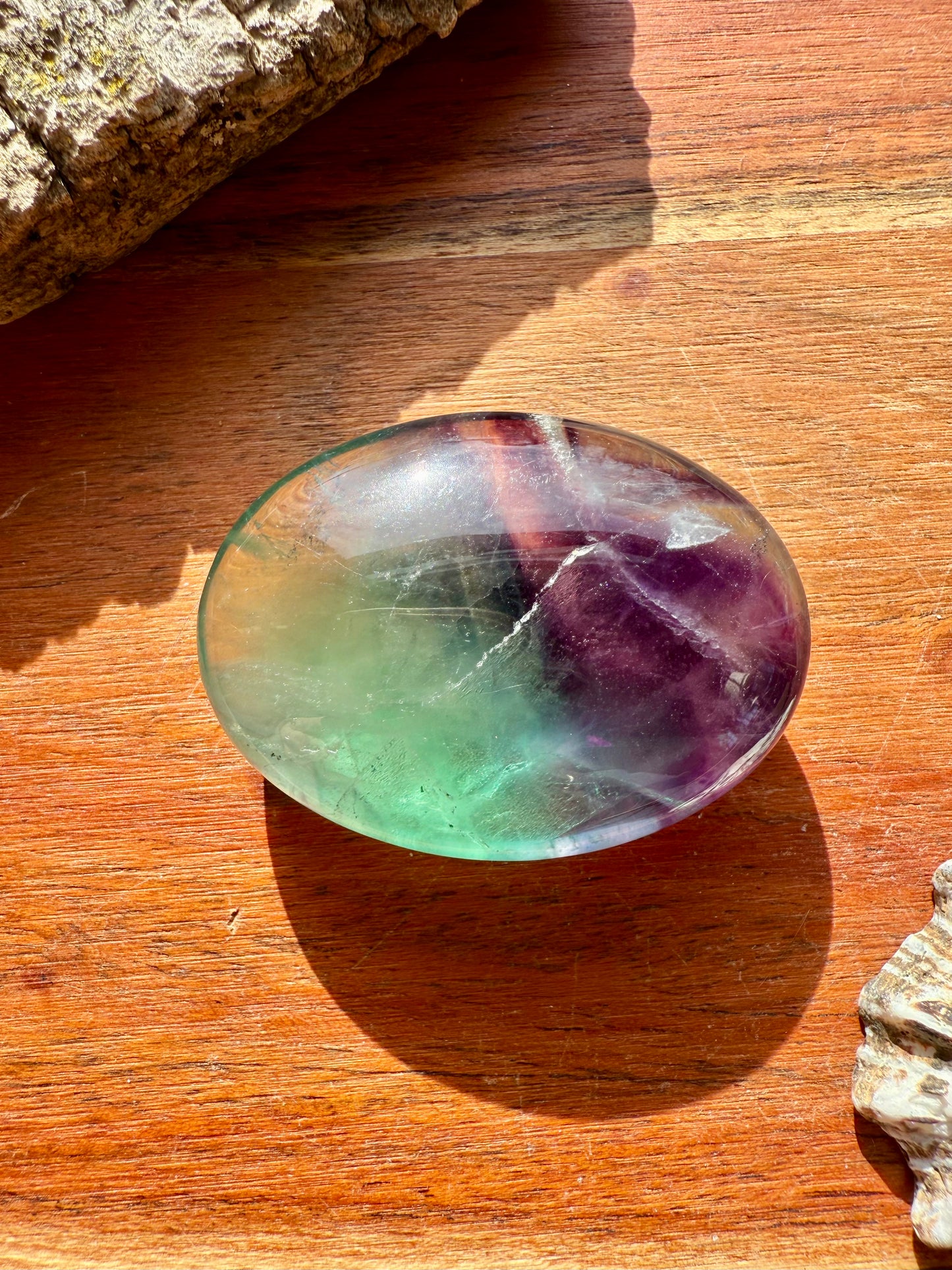 RAINBOW FLUORITE PALM STONE