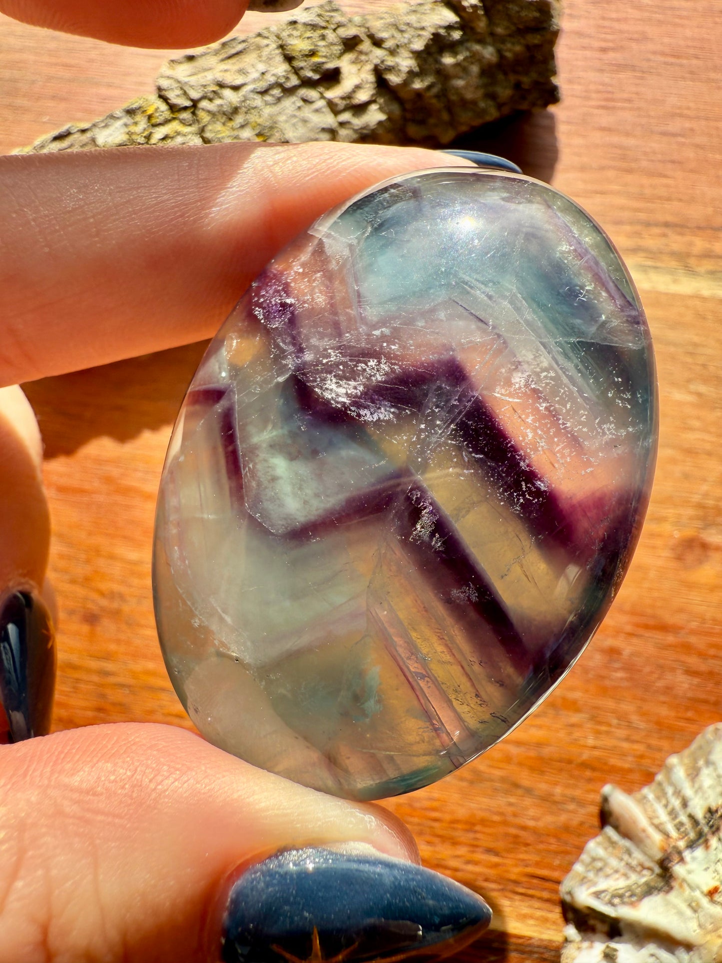 RAINBOW FLUORITE PALM STONE