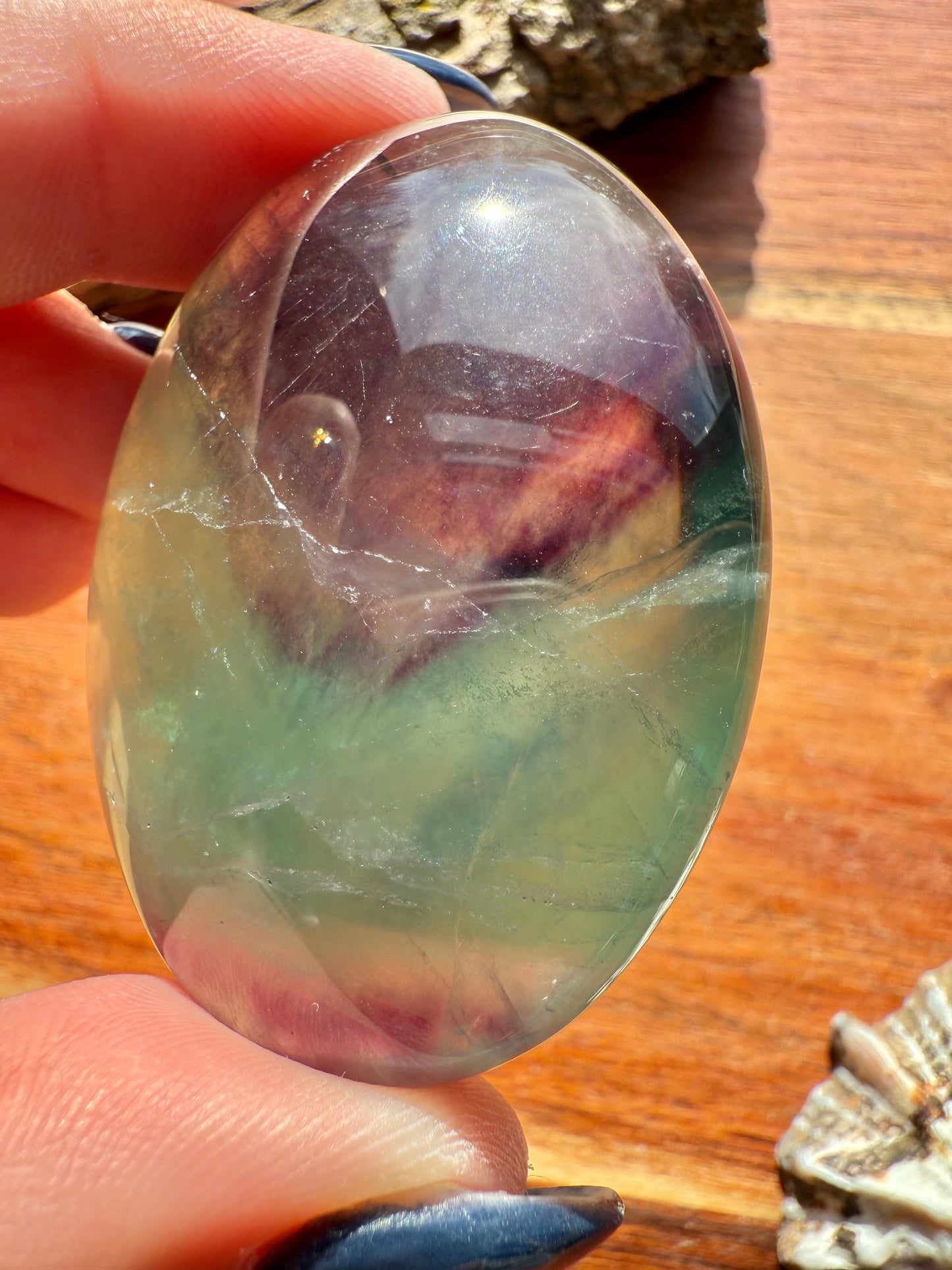 RAINBOW FLUORITE PALM STONE