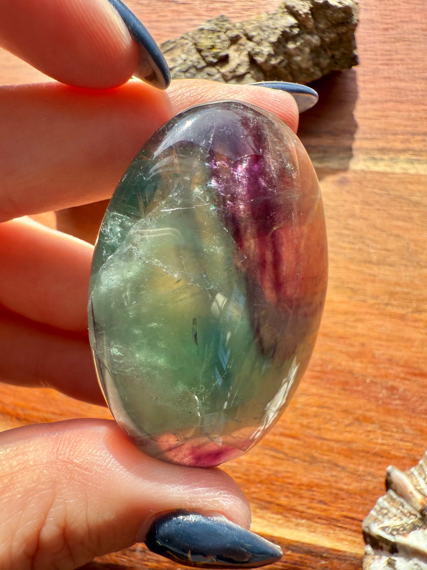 RAINBOW FLUORITE PALM STONE