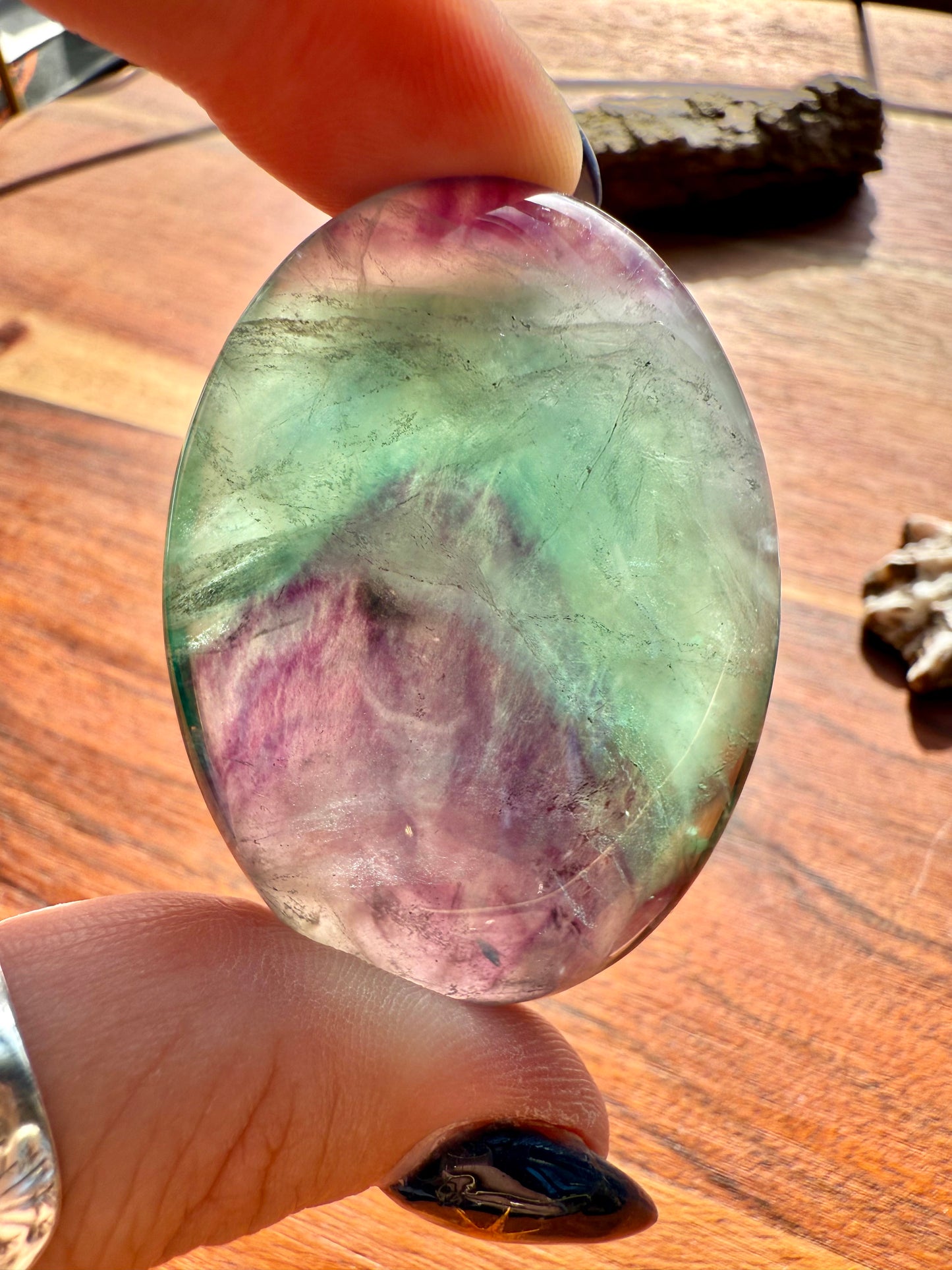 RAINBOW FLUORITE PALM STONE