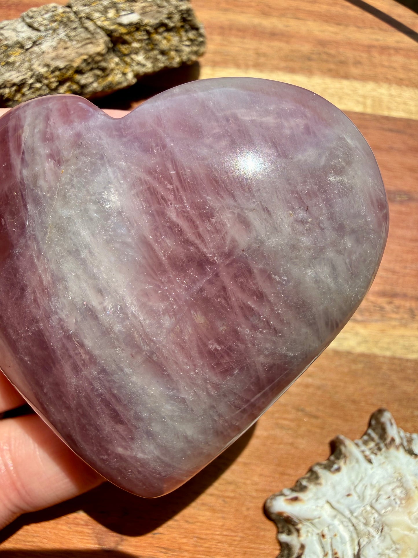 PURPLE ROSE QUARTZ HEART