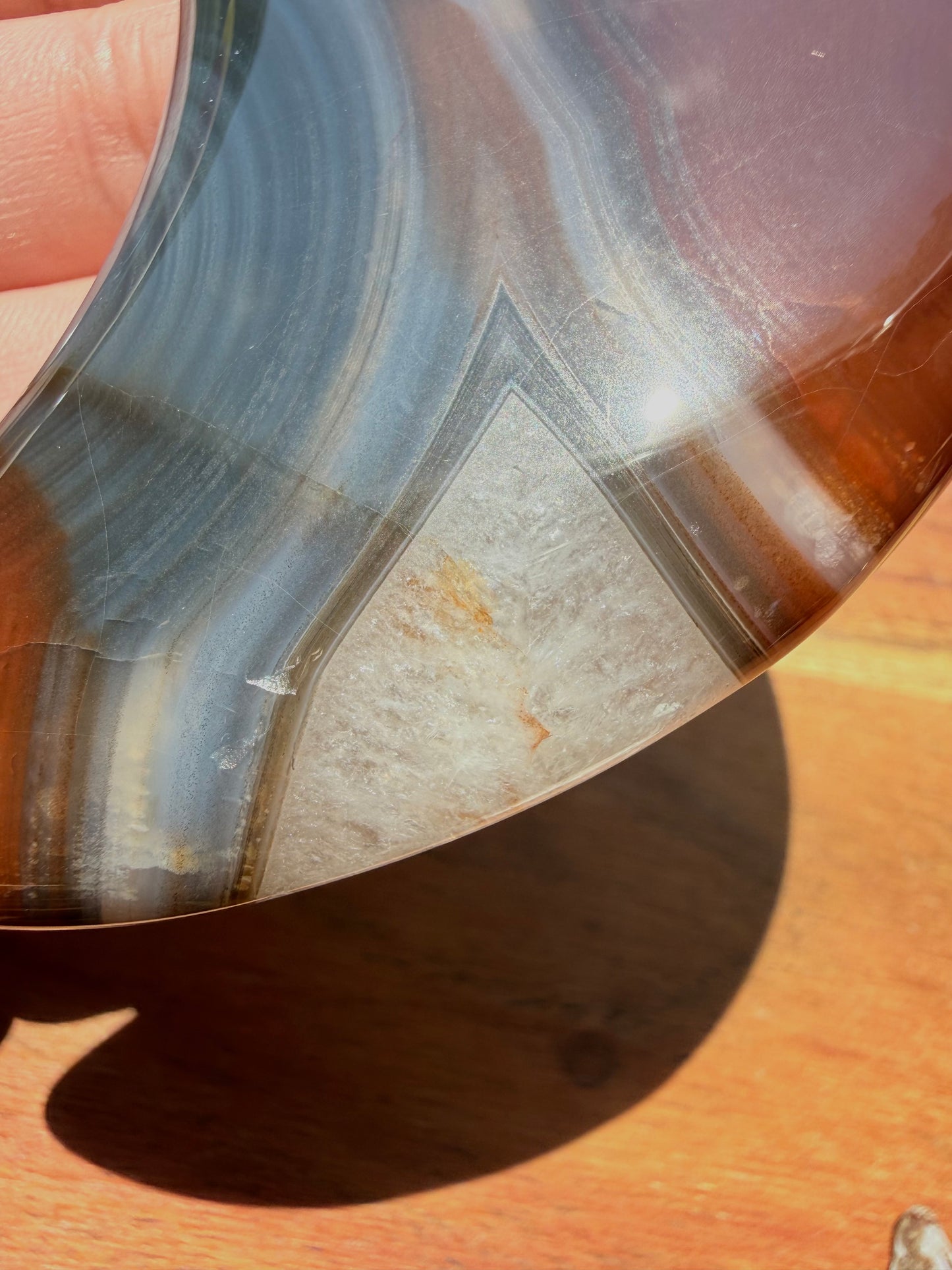 BANDED CARNELIAN + BLUE AGATE MOON WITH STAND