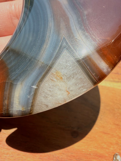 BANDED CARNELIAN + BLUE AGATE MOON WITH STAND