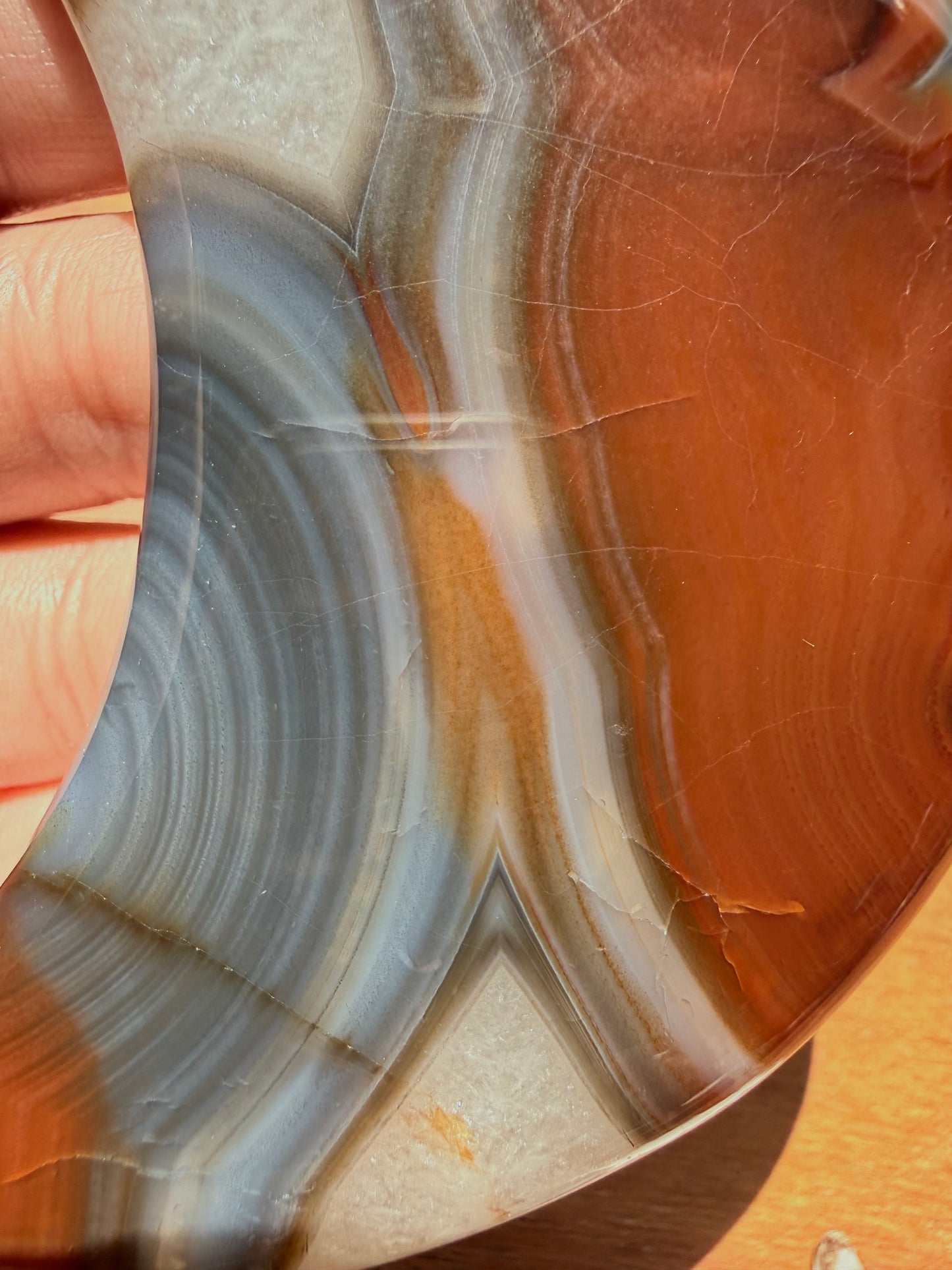 BANDED CARNELIAN + BLUE AGATE MOON WITH STAND