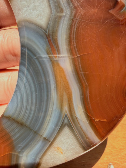 BANDED CARNELIAN + BLUE AGATE MOON WITH STAND