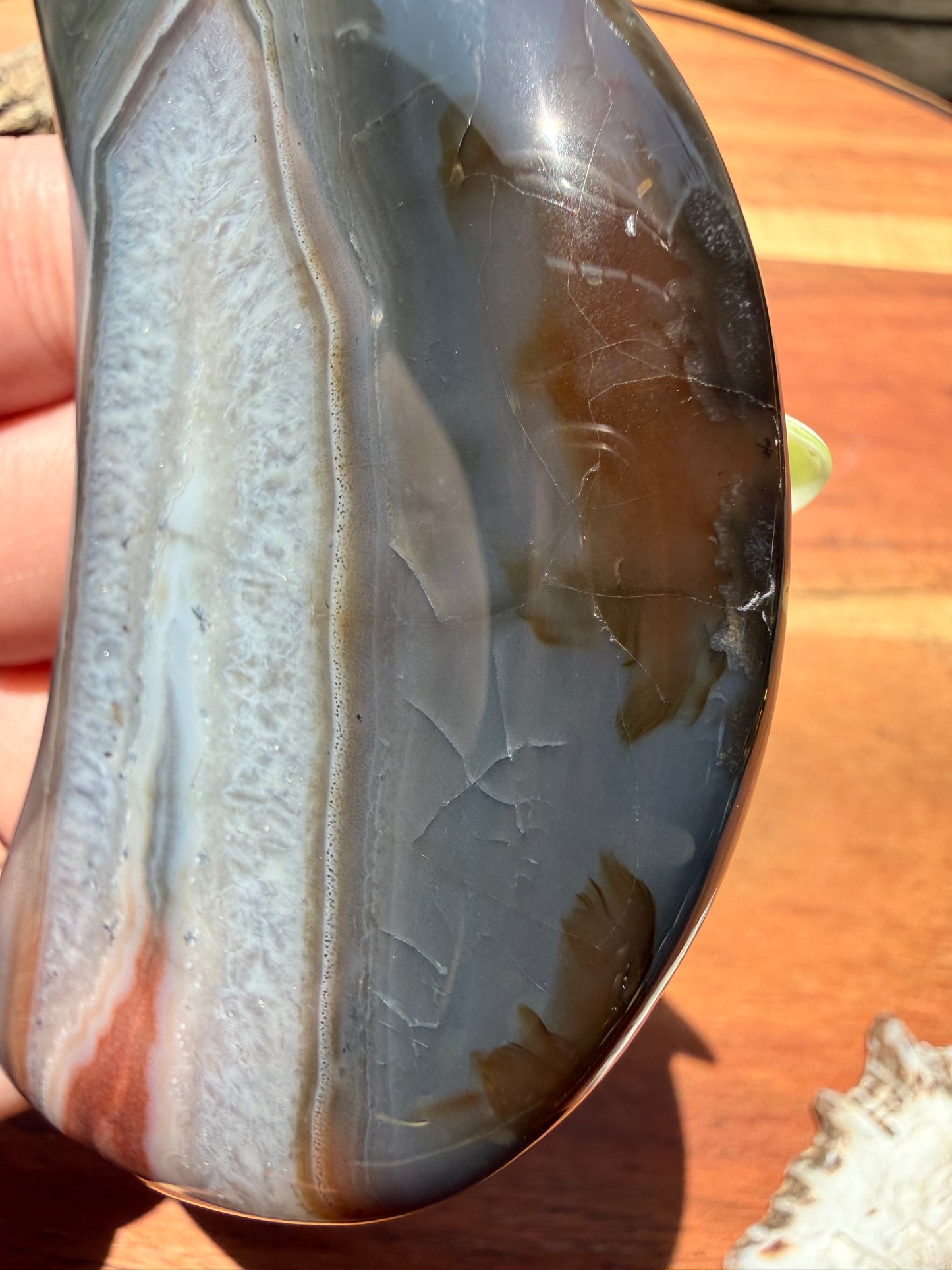BANDED CARNELIAN + BLUE AGATE MOON WITH STAND