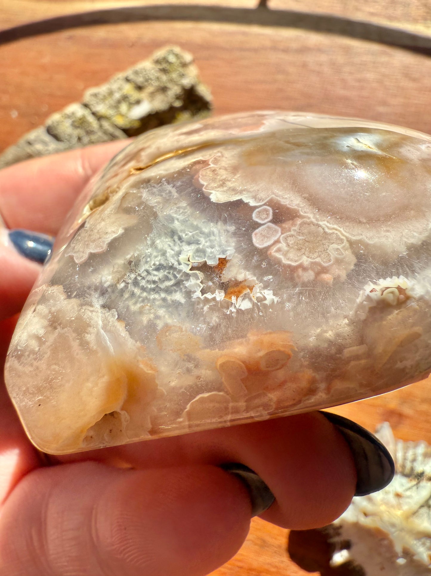 PINK AMETHYST + FLOWER AGATE HEART