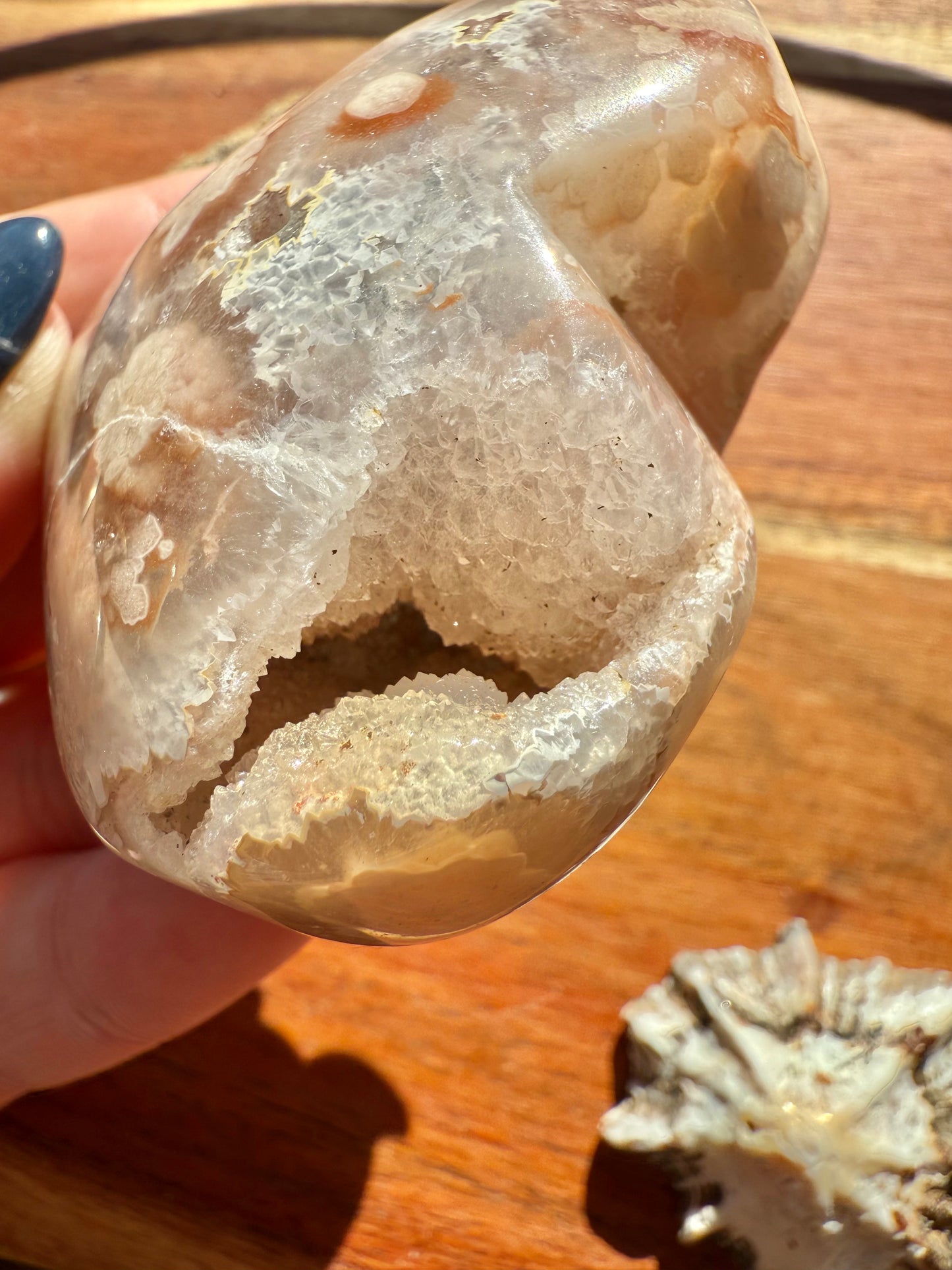 PINK AMETHYST + FLOWER AGATE HEART