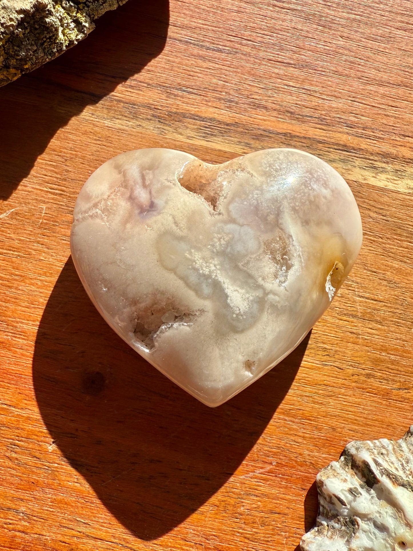 PINK AMETHYST + FLOWER AGATE HEART