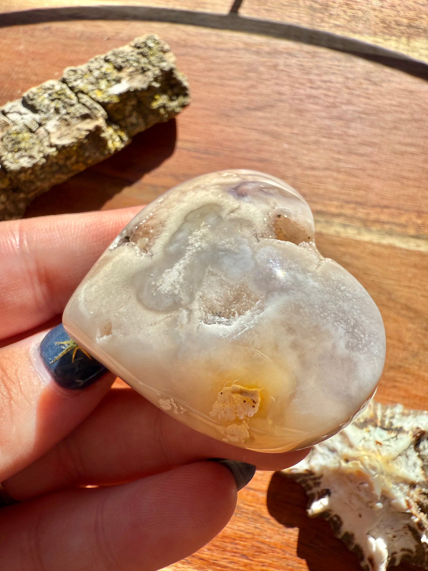 PINK AMETHYST + FLOWER AGATE HEART