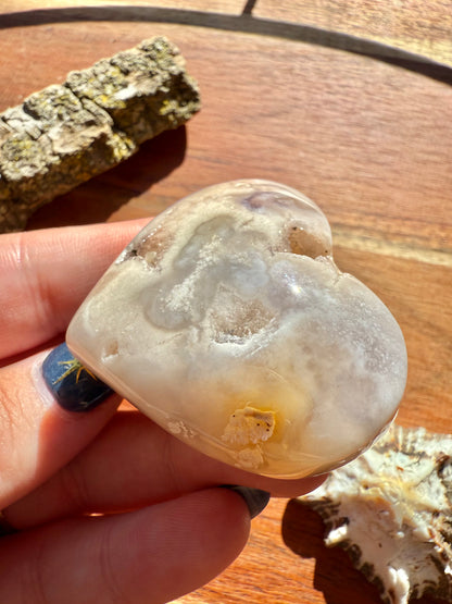 PINK AMETHYST + FLOWER AGATE HEART