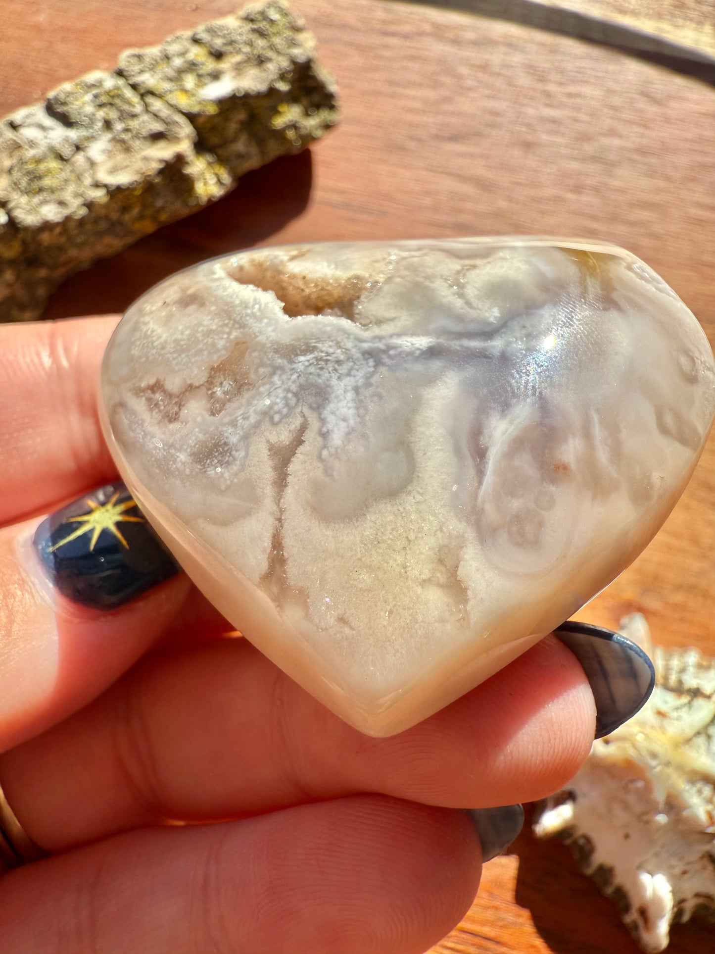 PINK AMETHYST + FLOWER AGATE HEART