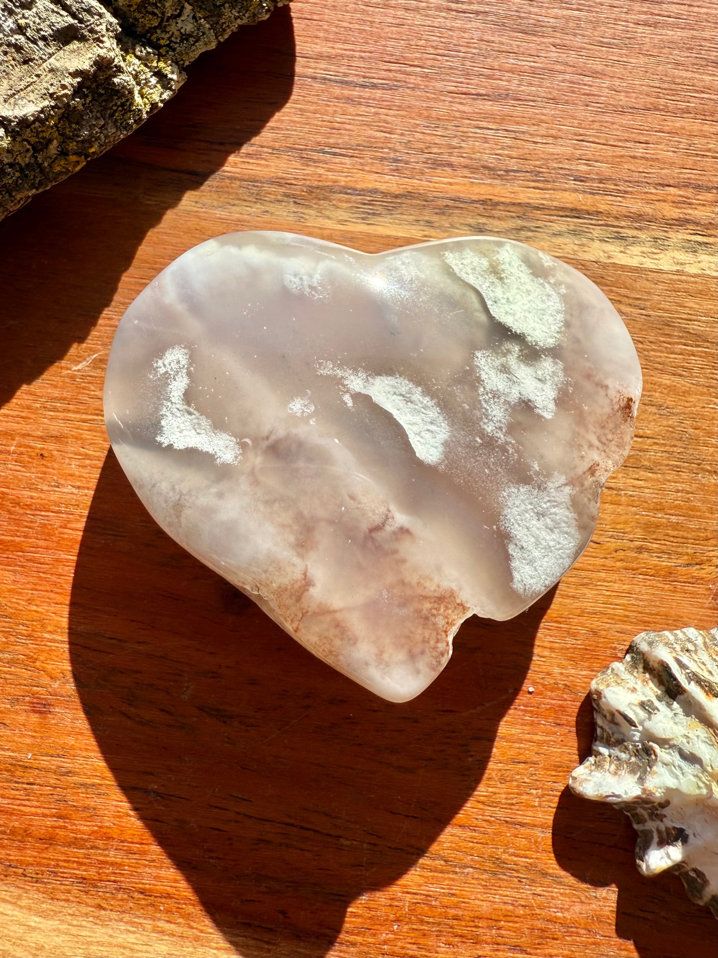 FLOWER AGATE HEART + AMETHYST