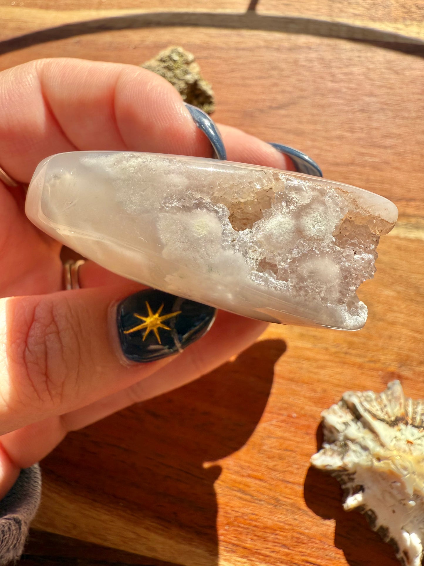 FLOWER AGATE HEART + AMETHYST