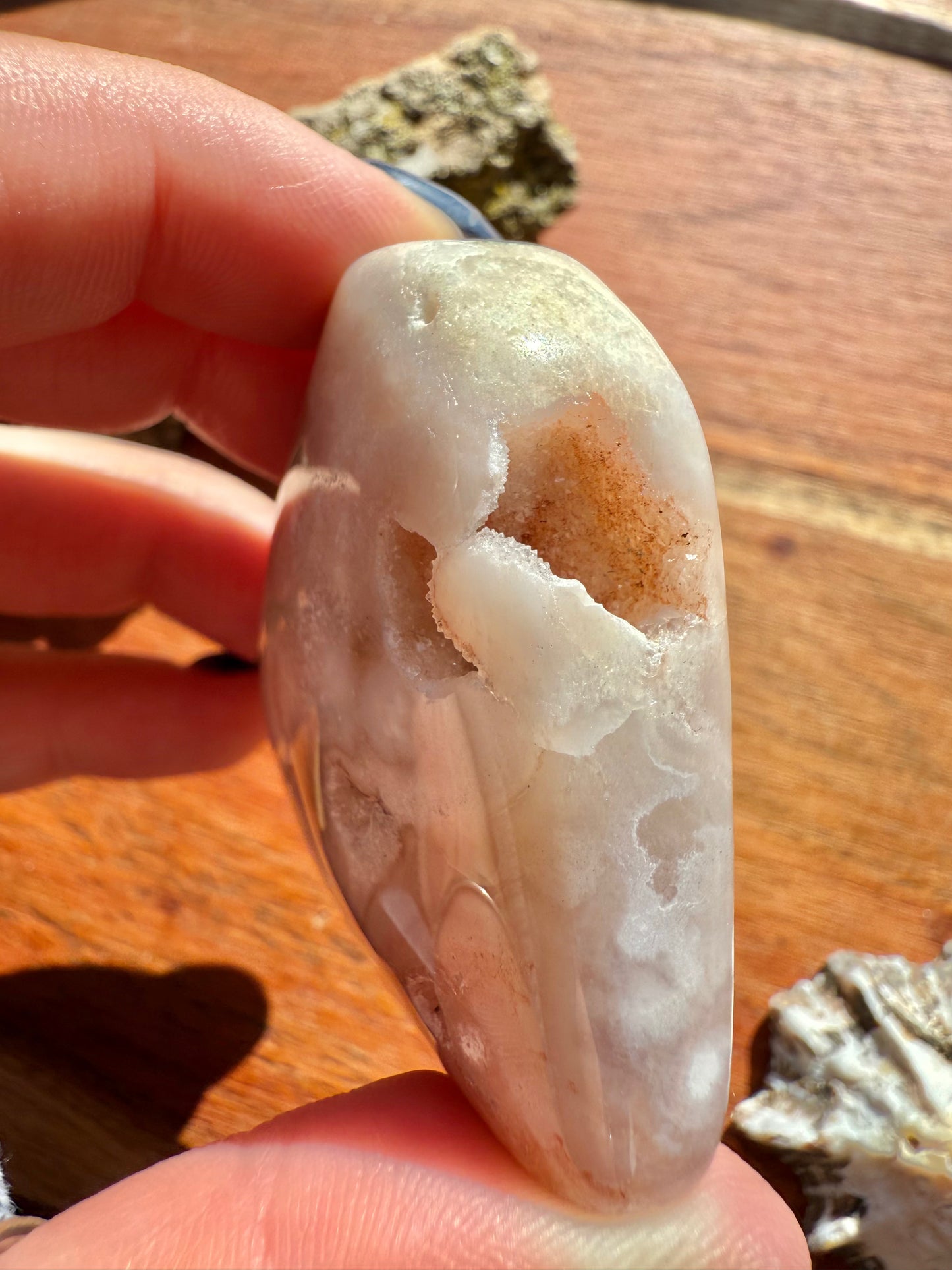 PINK AMETHYST + FLOWER AGATE HEART