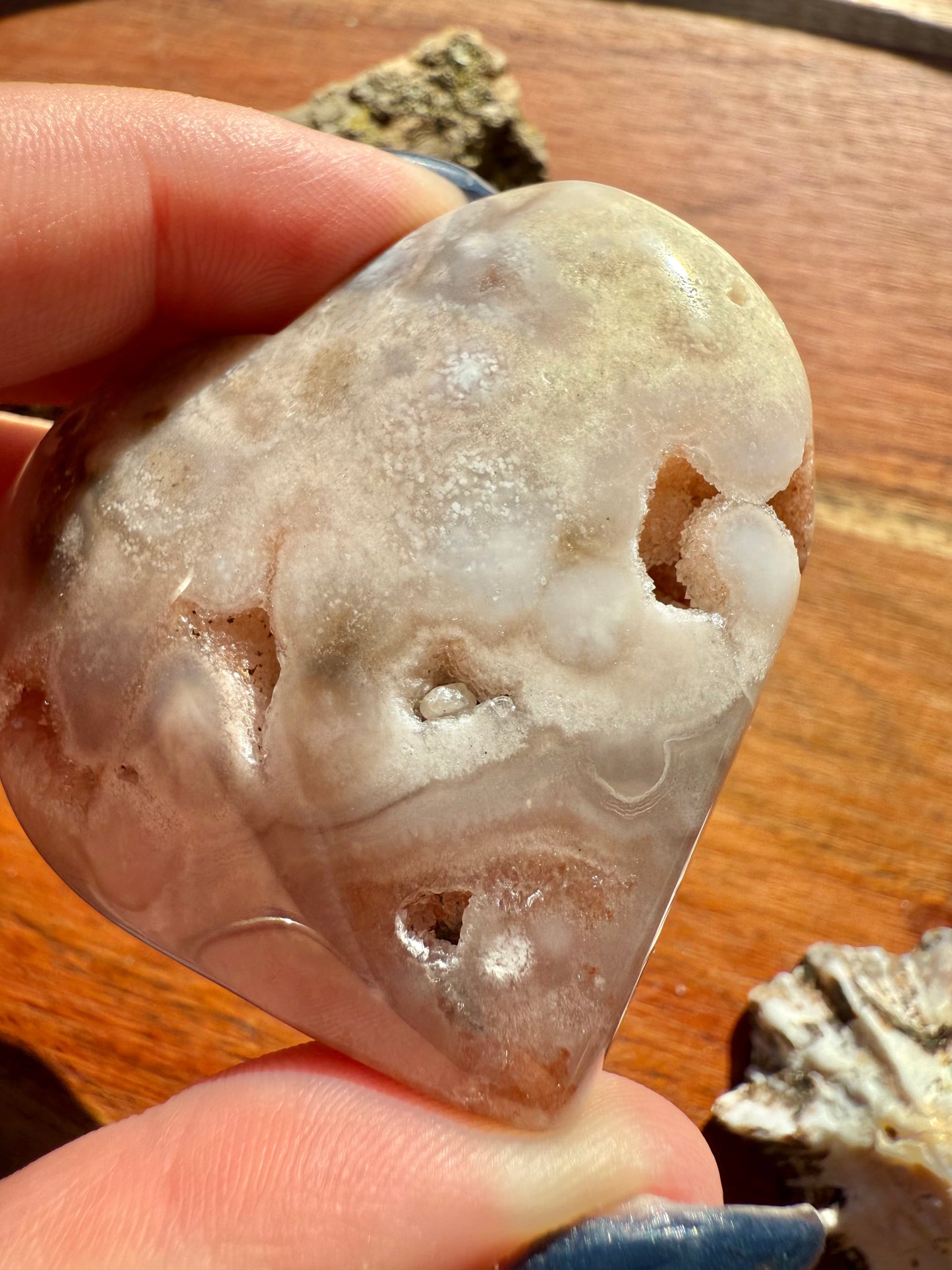 PINK AMETHYST + FLOWER AGATE HEART