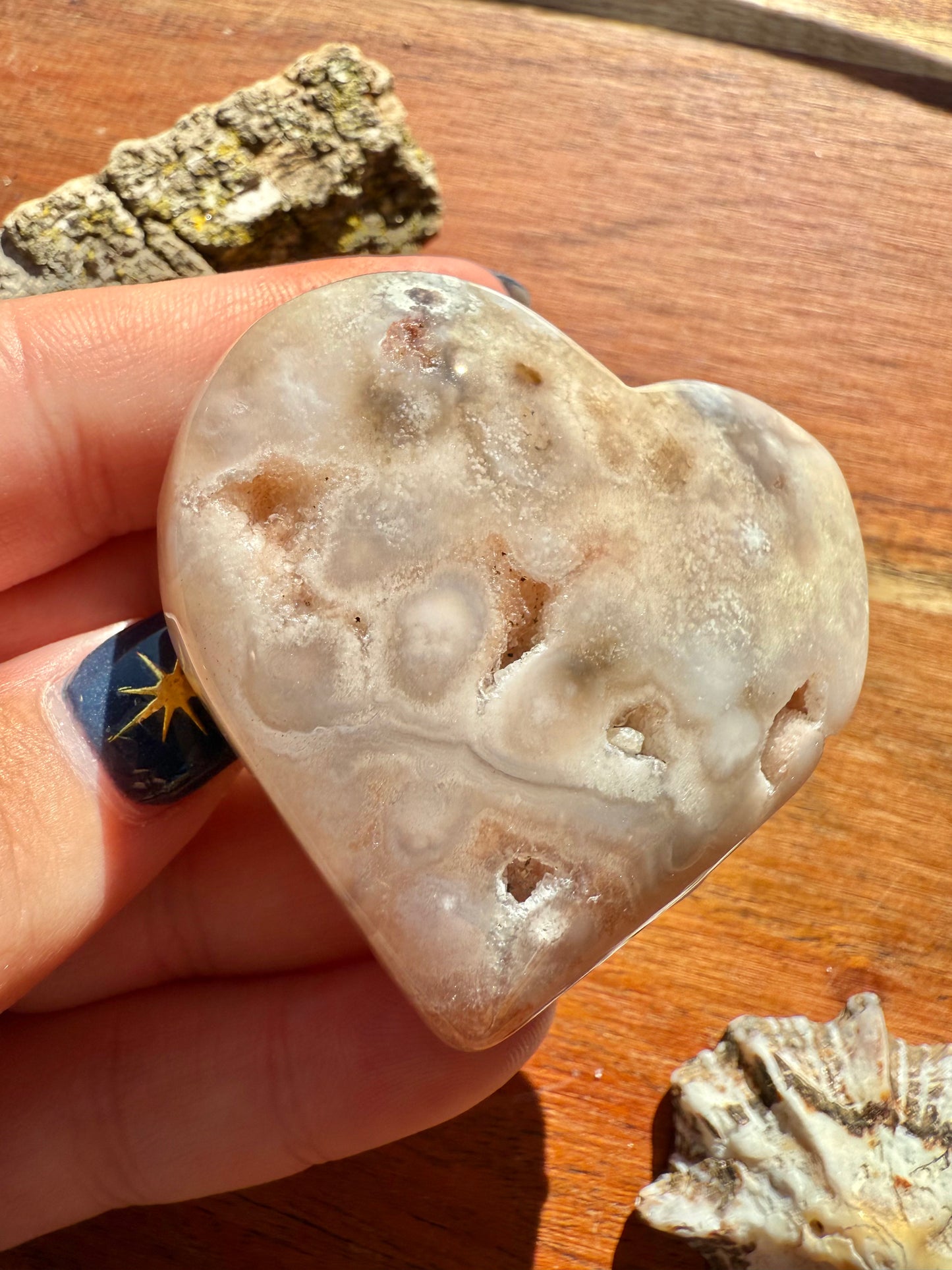 PINK AMETHYST + FLOWER AGATE HEART