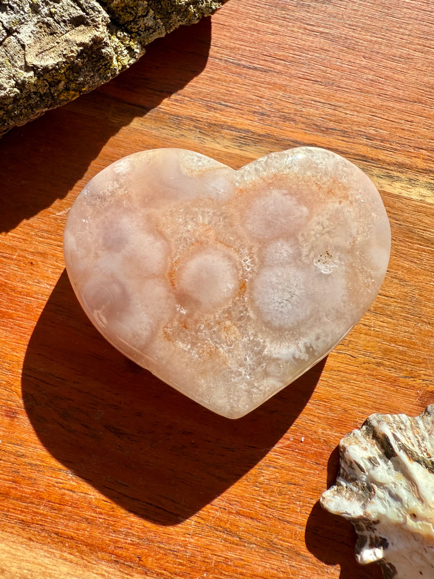 PINK AMETHYST + FLOWER AGATE HEART